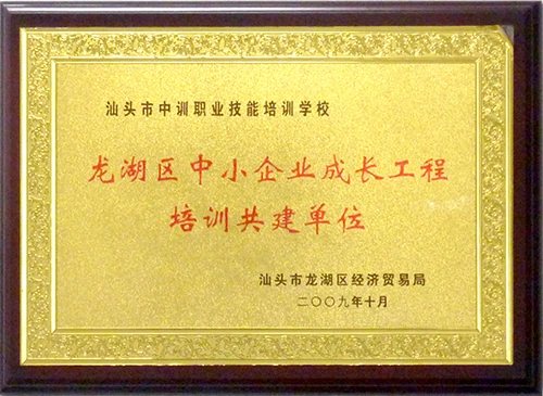 龙湖区中小企业成长工程培训共建单位证照或牌匾原图